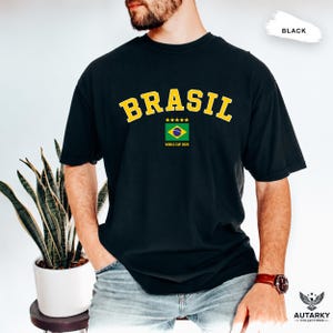 Brazil World Cup 2026 Comfort Colors Shirt, Brasil Soccer Fan Tee, Brazil Football Graphic T-Shirt, Sports Shirt, Brazil Supporter Gift Black
