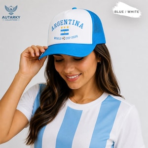 Argentina World Cup 2026 Trucker Hat | Argentina Soccer Fan Cap | Embroidered Football Hat | Argentina Flag Snapback Hat