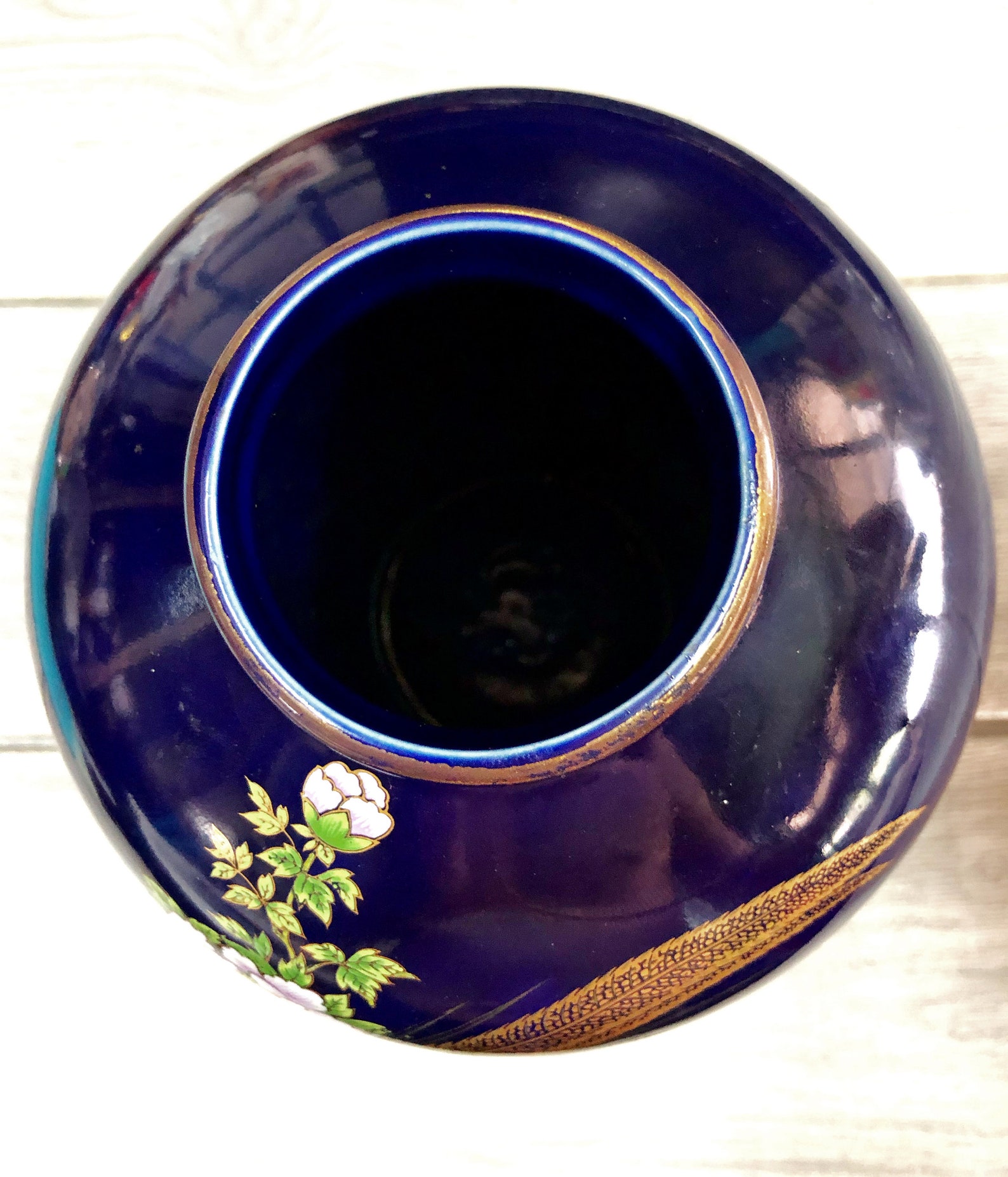 Japanese Kutani Porcelain Flower Vase Kabin VTG Floral Plum Etsy