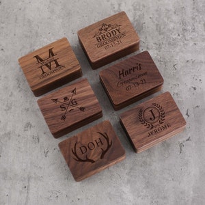 Wood Cufflinks, Tie Clip & Rectangle Gift Box - Wedding Day Cuff links Groom Dad Groomsmen, Wood Anniversary Gift for Husband from Wife