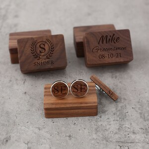 Groomsmen Cufflinks - Engraved Square Gift Box Optional, Custom Wedding Day Cuff links Gift Groom Dad Groomsmen Father of Bride Groom