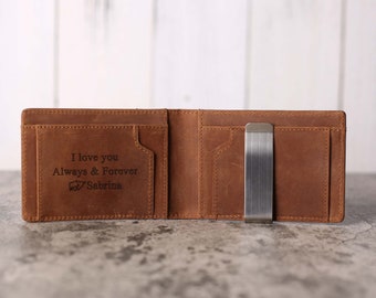 Carteira de couro dupla personalizada, carteira personalizada, carteira gravada, presente para namorado, marido, presente de dia dos pais, presente de aniversário para ele