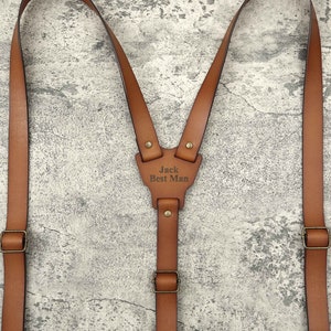 Brown Leather Suspenders, Wedding Suspenders, Mens Suspenders, Groomsmen Suspenders, Rustic Suspenders