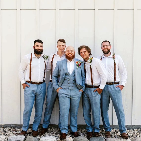 Hide Groom, Y Back Suspenders With Belt Loops For Groomsmen