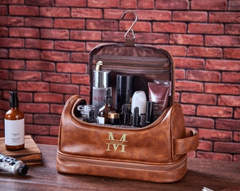 Groomsmen Gift Groomsman Bag Personalize Shaving Kit Travel Toiletry Bag Brown Leather Dopp Kit Wedding Gift Groom Graduation Gift For Him