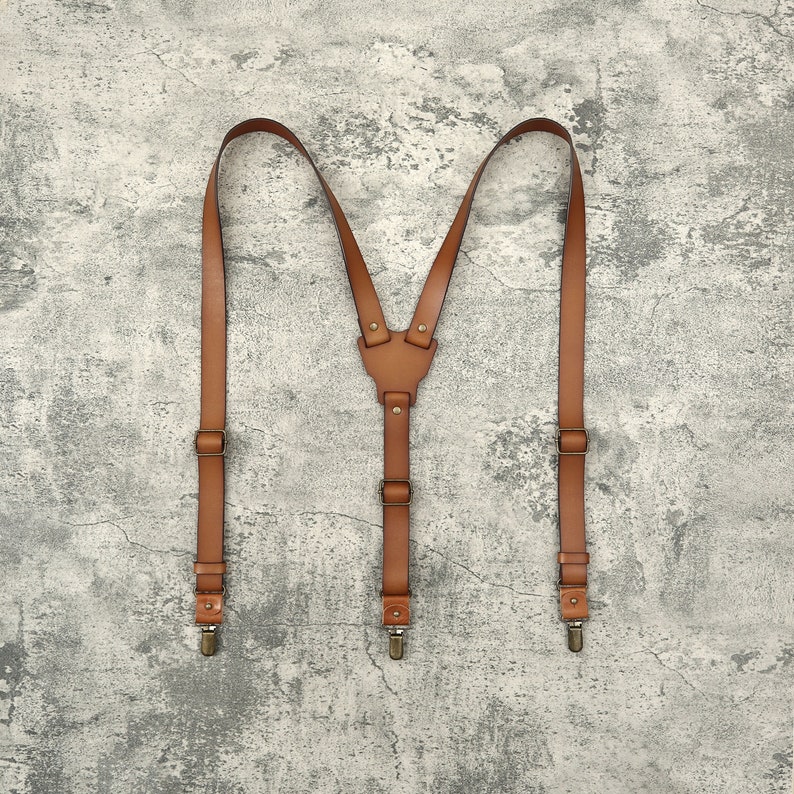 Brown Leather Suspenders Wedding Suspenders Mens Suspenders Etsy