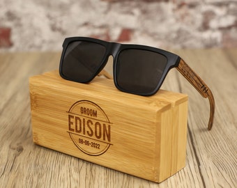 Personalized Wooden Sunglasses Groomsmen Gifts Proposal Engraved Sunglasses for Men Bachelor Party Wedding Party Christmas Gift