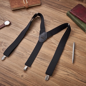 Custom Wedding Suspenders, Personalized Groomsmen Gift, Groomsmen Charcoal Suspenders, Men&#39;s Black suspenders, Boy&#39;s Ring Bearer Suspenders