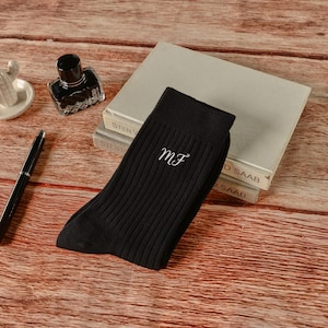 Embroidered Groomsman Socks, Groomsmen Socks Gifts, Best Man Proposal, Custom Embroidered Socks, Personalized Monogrammed Men&#39;s Dress Socks