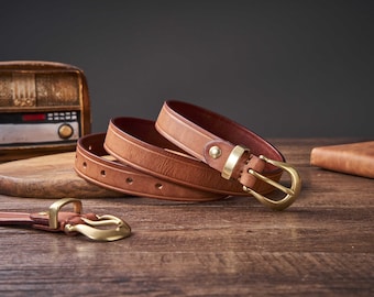 Leather Belt for Christmas, Anniversary in 4 colors, Personalized Engraved Leather Belt, Leather gift for Her, Belt for Women, Handmade Belt