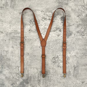 Personalized Men’s Leather Suspenders Groomsmen Suspenders Brown Suspenders Leather Suspenders