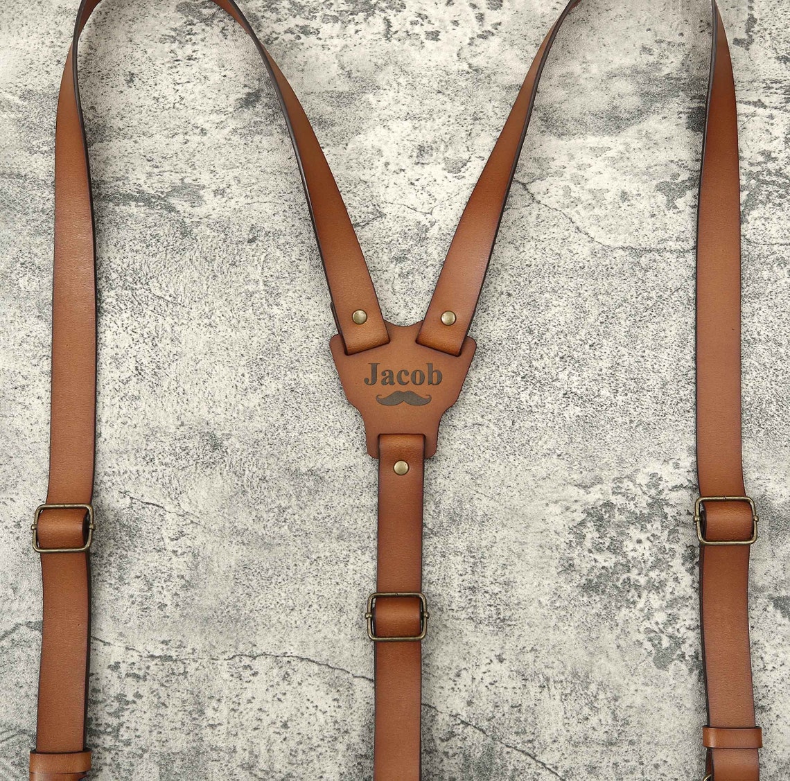 Genuine Leather Luxe Suspenders in Brown main image 1