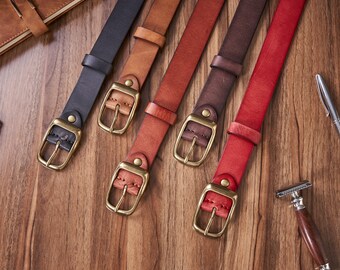 Name Belt, Personalized Leather Belt, Custom Engraved Belt for Men, Brown Belts, Christmas Gifts for Men, 1.3&#39;&#39; Wide Leather Belts