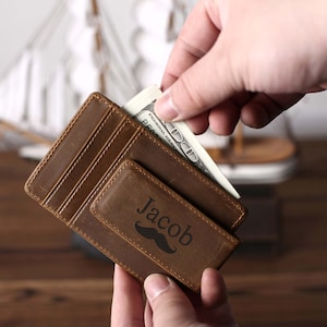 Cadeaux de pince à billets en cuir pour hommes Cadeau pour mari, Pince à billets en cuir pour hommes personnalisé, Portefeuille mince avec pince à billets, Portefeuille mince pour hommes