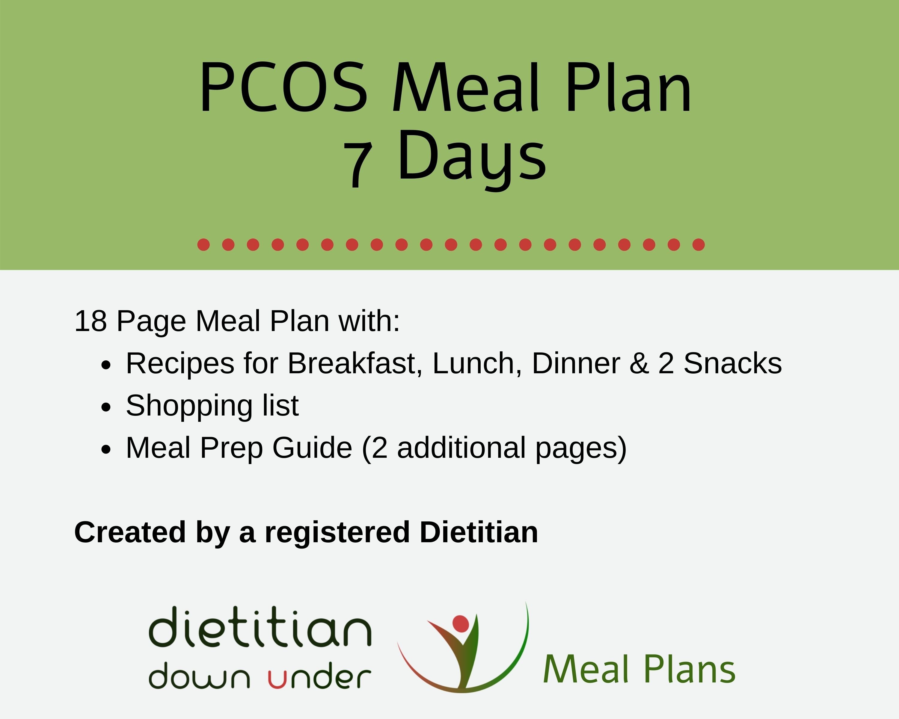 PCOS Meal Plan 7 Days by Dietitian Etsy Australia