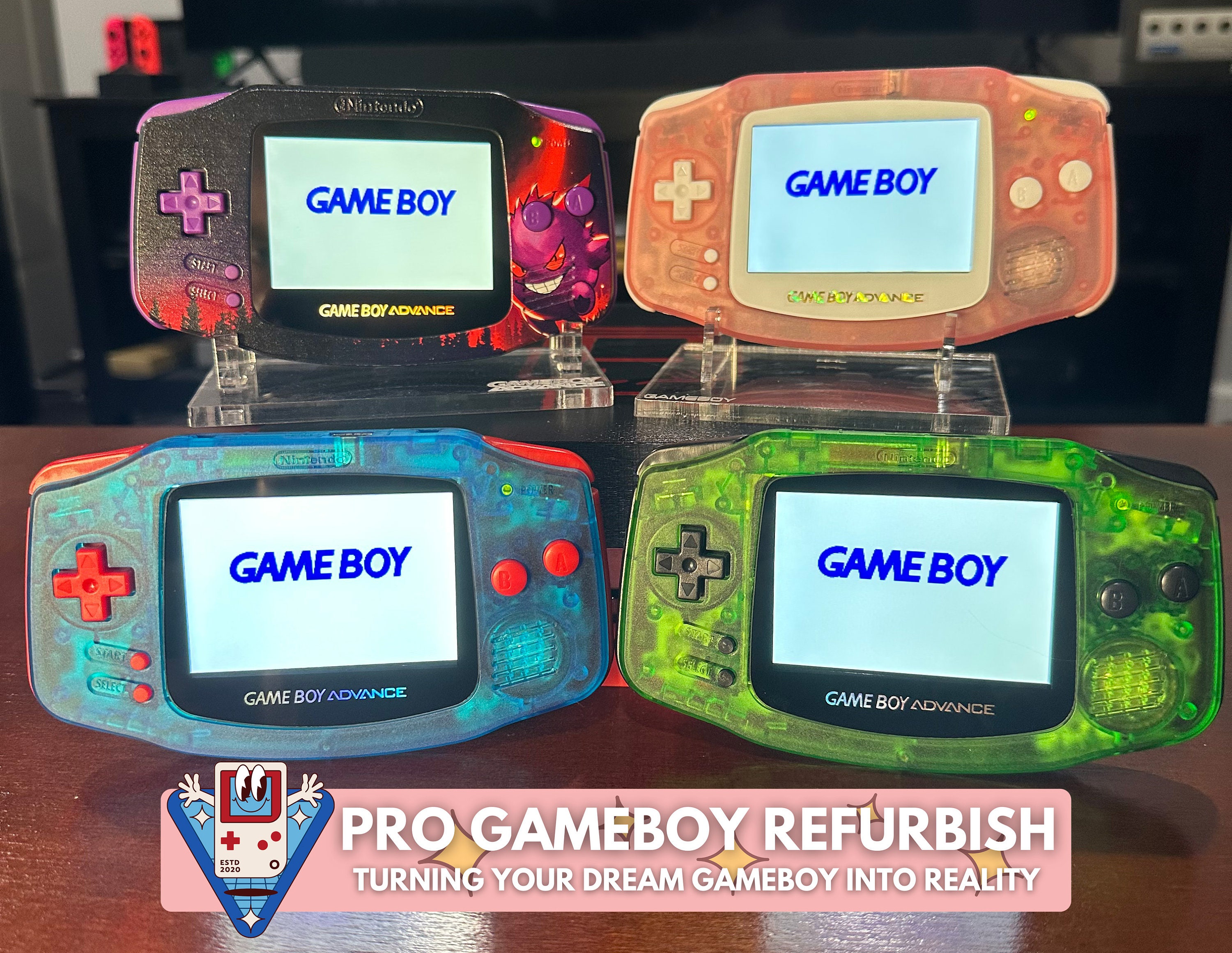 Nintendo Gameboy Advance Modded Console, Translucent Purple Edition. IPS  V3, USB C, Audio Enhanced Pro Build To Order W/ Custom Buttons