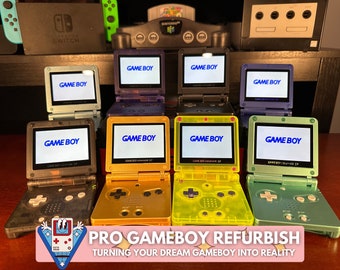 Custom Gameboy Advance SP Ips v3 + Free Pokemon Game! Pick New GBA SP Shell Color, Button Colors, 2000 mah Battery + Usb C Option