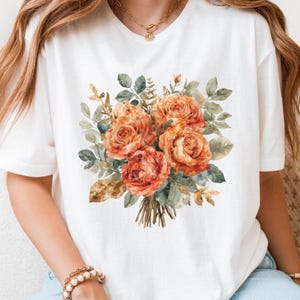 Autumn Floral Artisitic Fall Tee, Cozy Autumn Shirt, Fall Leaves Painted T-Shirt, Comfy Fall Fashion, Watercolor Floral Tee, Fall Shirt