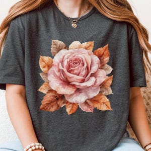 Autumn Floral Artisitic Fall Tee, Cozy Autumn Shirt, Fall Leaves Painted T-Shirt, Comfy Fall Fashion, Watercolor Floral Tee, Fall Shirt