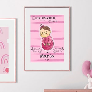 Birth poster for baby girls - Poster nascita bambine