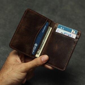 Leather Credit Card Holder Wallet for Men, Minimalist Leather Wallet,  RFID Blocking Front Pocket Wallet