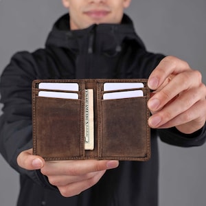 Mince, minimaliste, poche frontale, blocage RFID, porte-cartes de crédit, portefeuille en cuir pour homme, femme, avec poche pour pièce d'identité, cadeau pour lui et elle