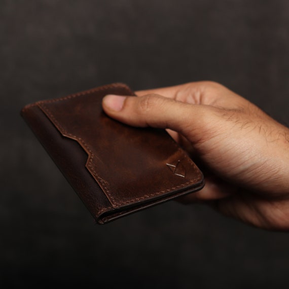 Leather Credit Card Holder Wallet for Men, Minimalist Leather Wallet, RFID Blocking Front Pocket Wallet