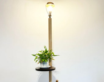 Vintage Floor Lamp with Adjustable Swinging Shelves