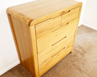 Curve Oak 3 + 2 Drawer Wooden Chest of Drawers