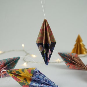 Paper Christmas baubles, colourful origami baubles, eco friendly tree ornaments, sustainable christmas gift, paper christmas decorations image 5