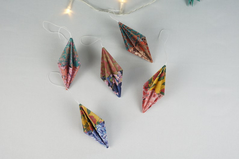 Paper Christmas baubles, colourful origami baubles, eco friendly tree ornaments, sustainable christmas gift, paper christmas decorations image 6