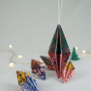 Paper Christmas baubles, colourful origami baubles, eco friendly tree ornaments, sustainable christmas gift, paper christmas decorations image 1