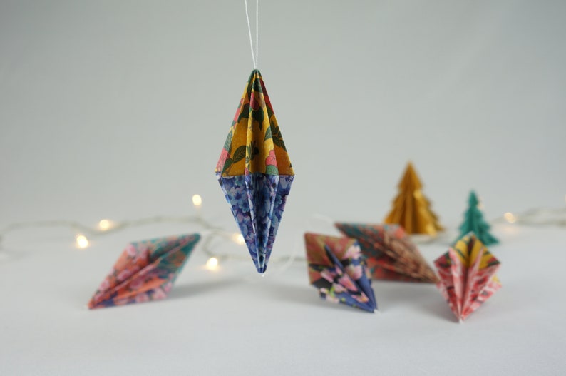 Paper Christmas baubles, colourful origami baubles, eco friendly tree ornaments, sustainable christmas gift, paper christmas decorations image 3