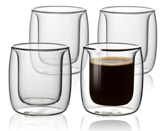 Espresso Cups Shot Glass Coffee Set of 4 - Double Wall Thermo