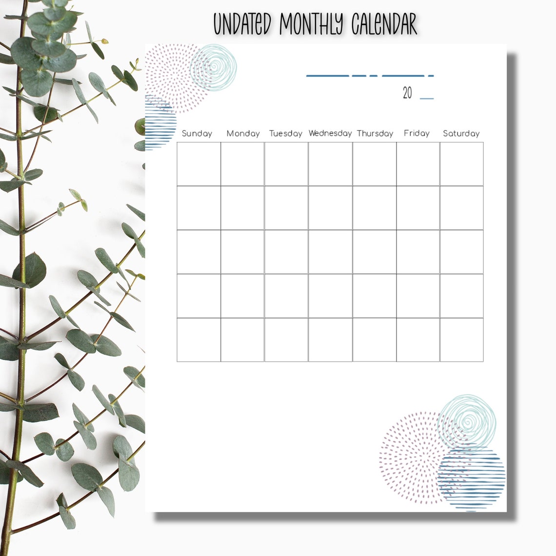 Undated Monthly Calendar Template 24 Month Calendar Calendar Monthly