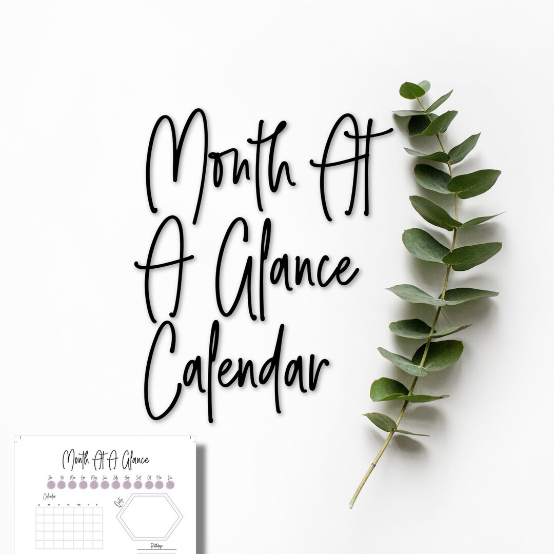 Undated Printable Monthly Calendar/ Month at A Glance/ Planner - Etsy