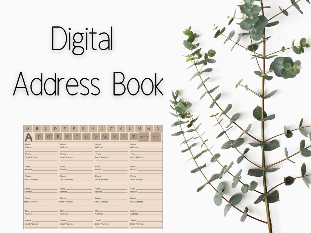 Digital Address Book Goodnotes Journal Password Keeper Etsy