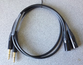 XLR Male to TRS / Balanced 1/4" Jack Cables - Pair - 1m