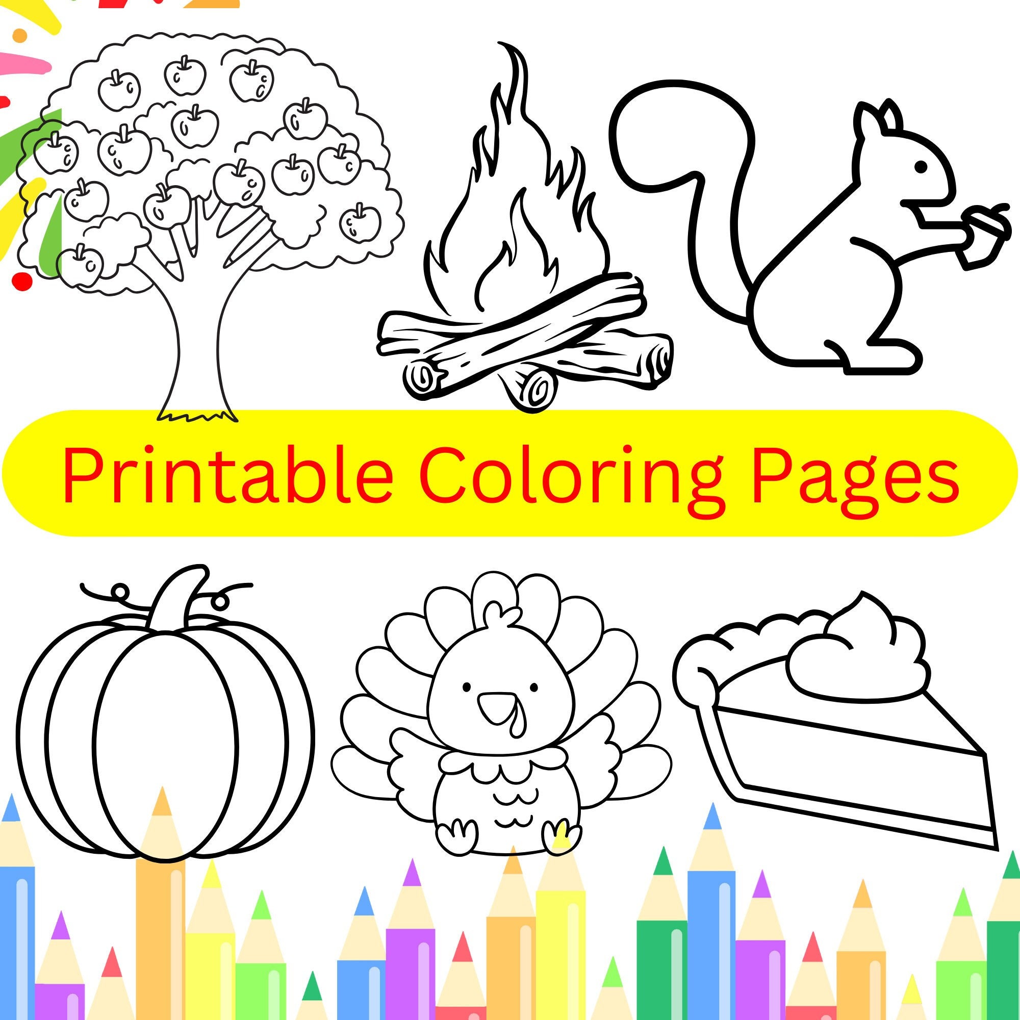 Printable Fall Coloring Pages - Etsy