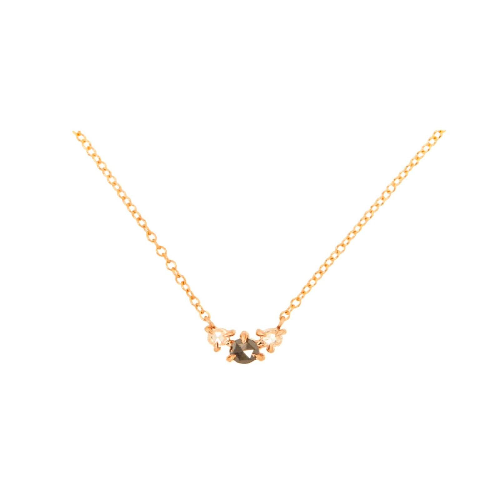 Salt and pepper diamond necklace 14 k solid gold / Dainty Etsy