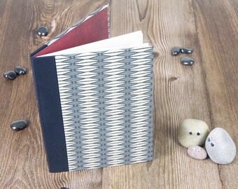 Hand Bound A5 Notebook: Geometric Black & White Fabric Cover