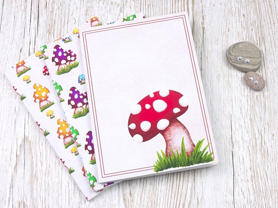 A5 Mushrooms Sketchbook with Hand-stitched Spine. Cartridge Paper and Watercolour Paper Options Available