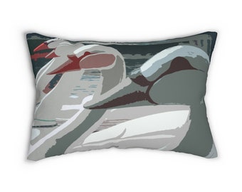 Swans Spun Polyester Lumbar Pillow 14'x20' MobiusMoon