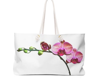 Orchid Graphic Large Weekender Tote Bag MobiusMoon