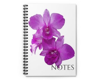 Fuchsia Orchid Botanical Spiral Notebook - Ruled Line MobiusMoon