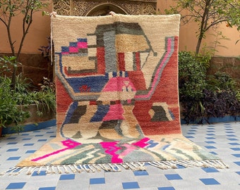 berbère marocain aux couleurs vives orné de formes géométriques | beau tapis du maroc avec un design berbère authentique.