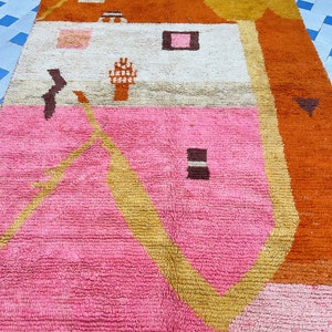 tapis orange berbère amazigh vibrant tapis en laine boujaad marocain fait à la main avec un design berbère authentique. image 3