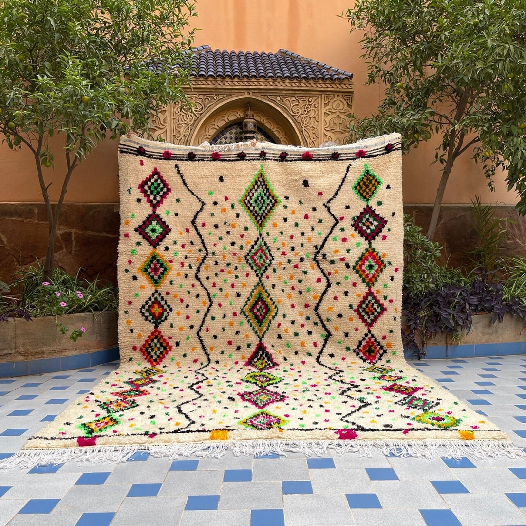 Colorful Moroccan Berber Carpet , Handwoven Wool Berber Design Rug . - Etsy