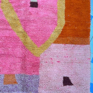 tapis orange berbère amazigh vibrant tapis en laine boujaad marocain fait à la main avec un design berbère authentique. image 4