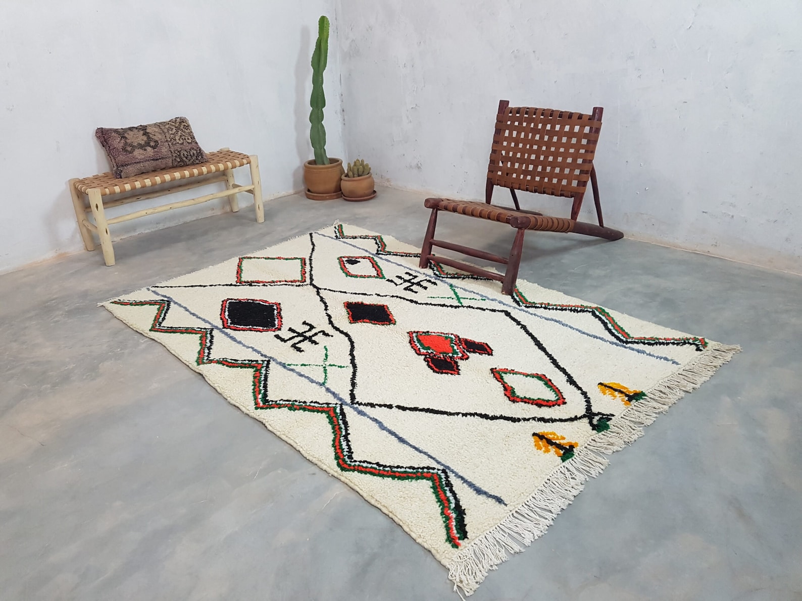 Berber Amazigh Tifinagh Symbol Carpet Moroccan Handmade Wool Rug With ...